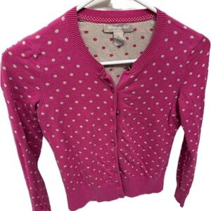 Banana Republic Fuchsia Polka Dot Cardigan